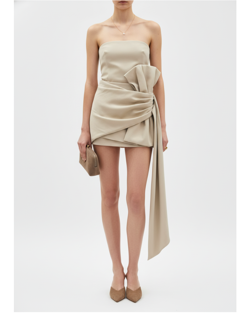 Pleated Mini Skirt with Bow Detail